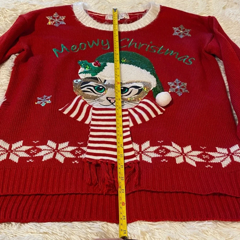 Festive Red Christmas Cat Sweater “Meowy Christmas” 🎅😃😂 - Picture 7 of 11